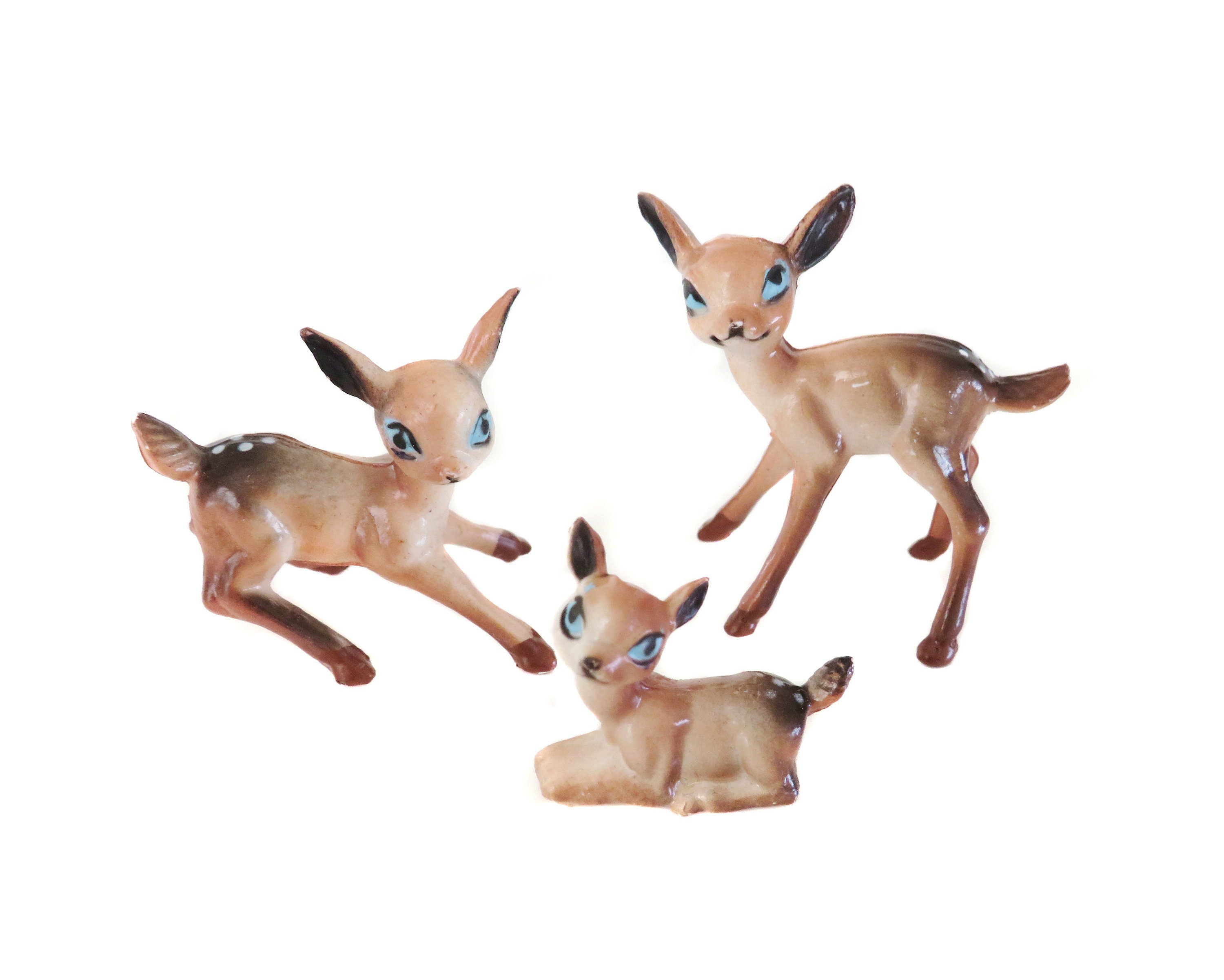 Miniature Plastic Deer Figurines Vintage Deer Miniature Deer Etsy
