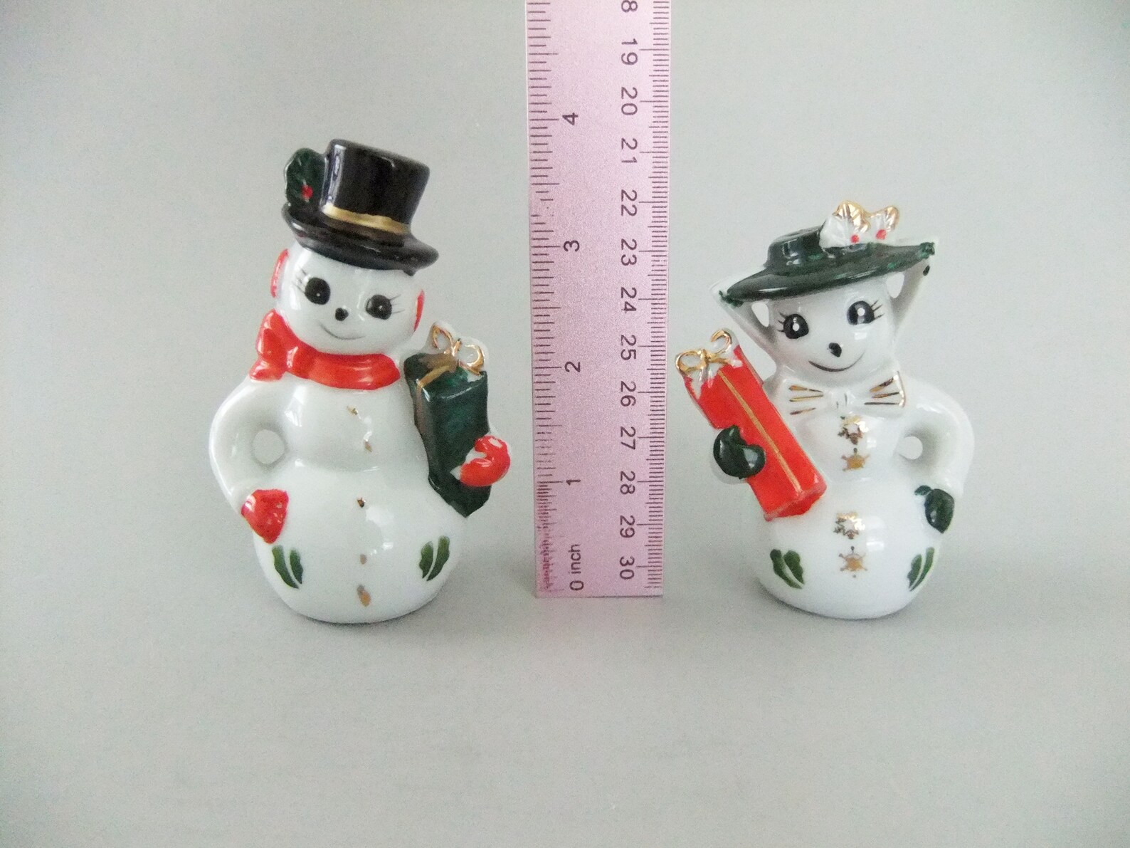 Vintage Christmas Salt and Pepper Shakers Snowman Figurines Etsy