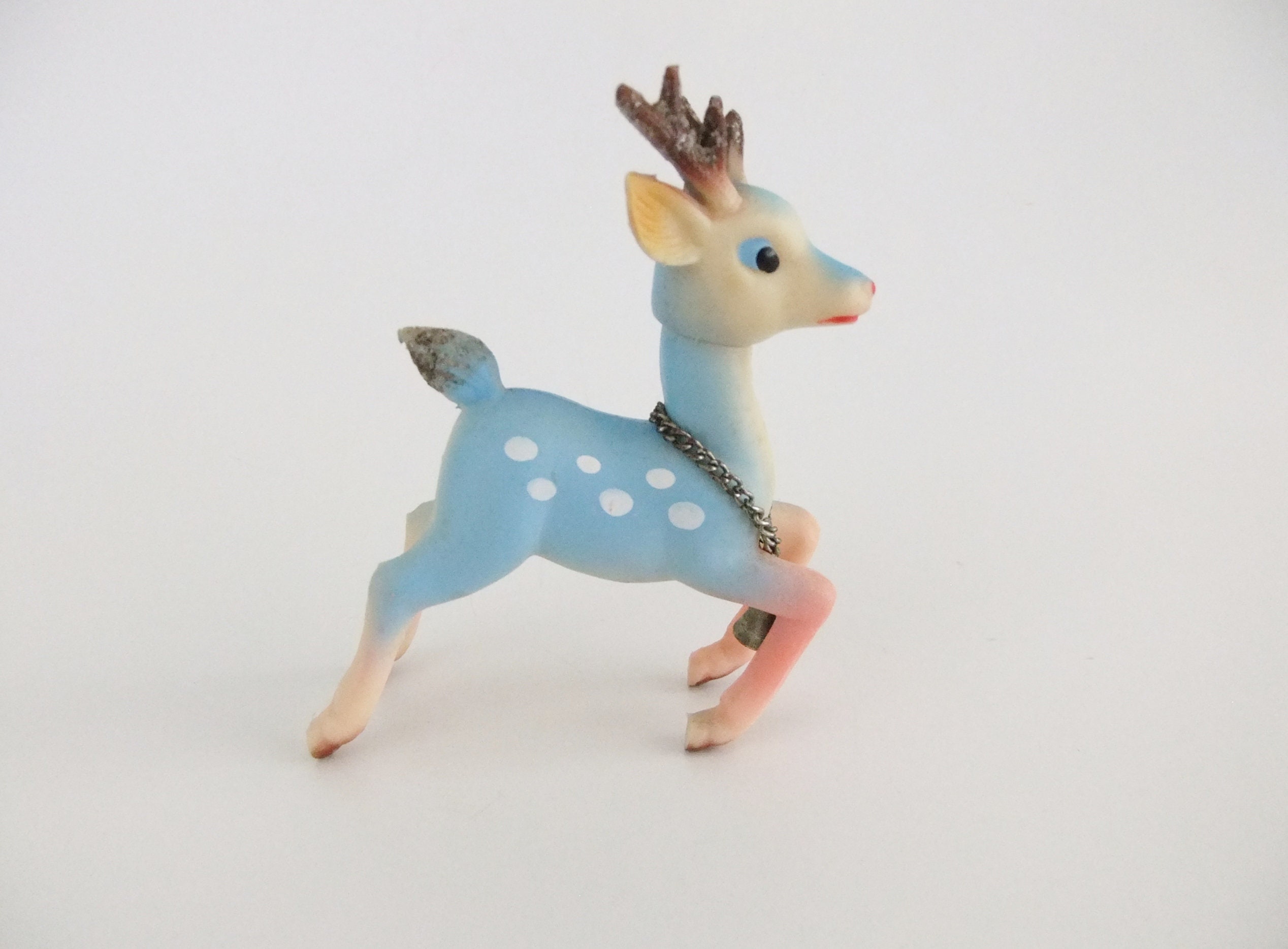 Pretty Blue Reindeer Figurine Plastic Reindeer Ornament Blue  Etsy