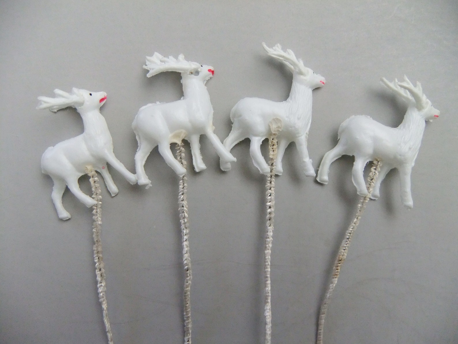 Miniature Reindeer Figurines 1950's Celluloid Plastic Etsy