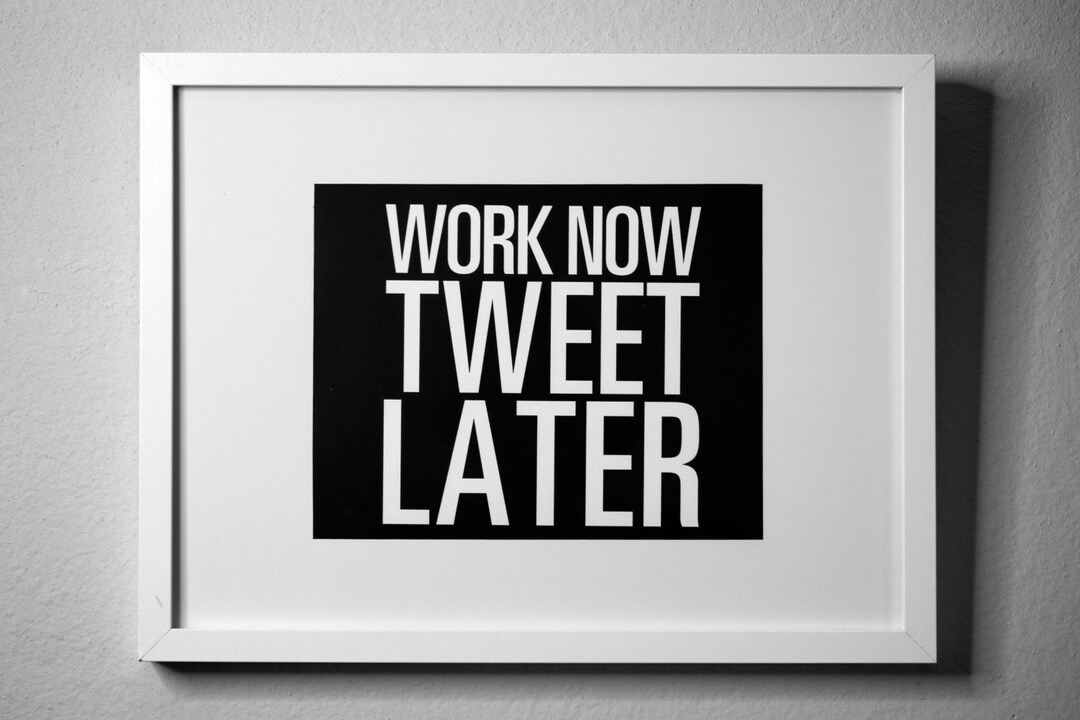 Work Rseoning Later Work NOW Tweet LATER - Inspirational Typography Poster - Quote Art ...