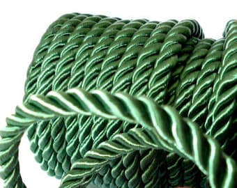 5 mm Green Braided Silk Cord_PP01244557443_ BRAIDED cords / Green Cord_of 5 mm_pack 5 meters / 5.46 Y