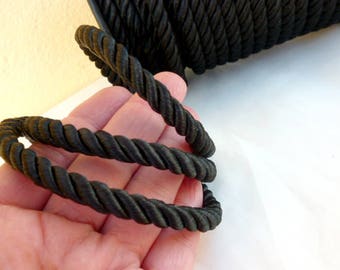 8 mm Black Braided Silk Cord_PG012045574583_ BRAIDED/ Black Cord_of 8 mm_Sales by yards