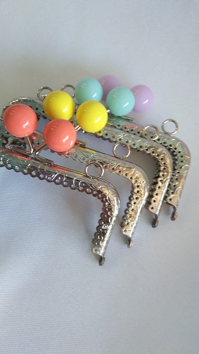 Square Silver tone Metal purse frame_ PP45578/167_ BAGS / PURSES Making_ colorful balls bronze purse of 12 cm / 4.72_ pack _ 1 pcs image 1