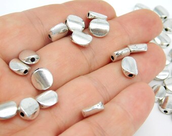 Smooth Silver tone metal spacer _ NAC54520006/247_ Metal beads_ coin silver tone of 8 mm hole 1.2 mm pack 30 pcs
