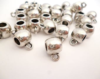 Solide ton charme bijoux bélière en argent _ AM645650084457/BG_ BAILS_ lisse en argent massif de 8 x 8 mm trou de 4 mm pack 15 pcs