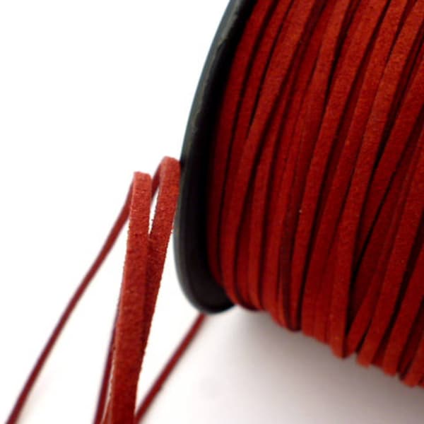 REDDISH Brown Faux Suede Cord _PAM3615/84542 _CORDS _Reddish Brown of 3 x 1.5mm _pack 3 meters / 3,28 yards