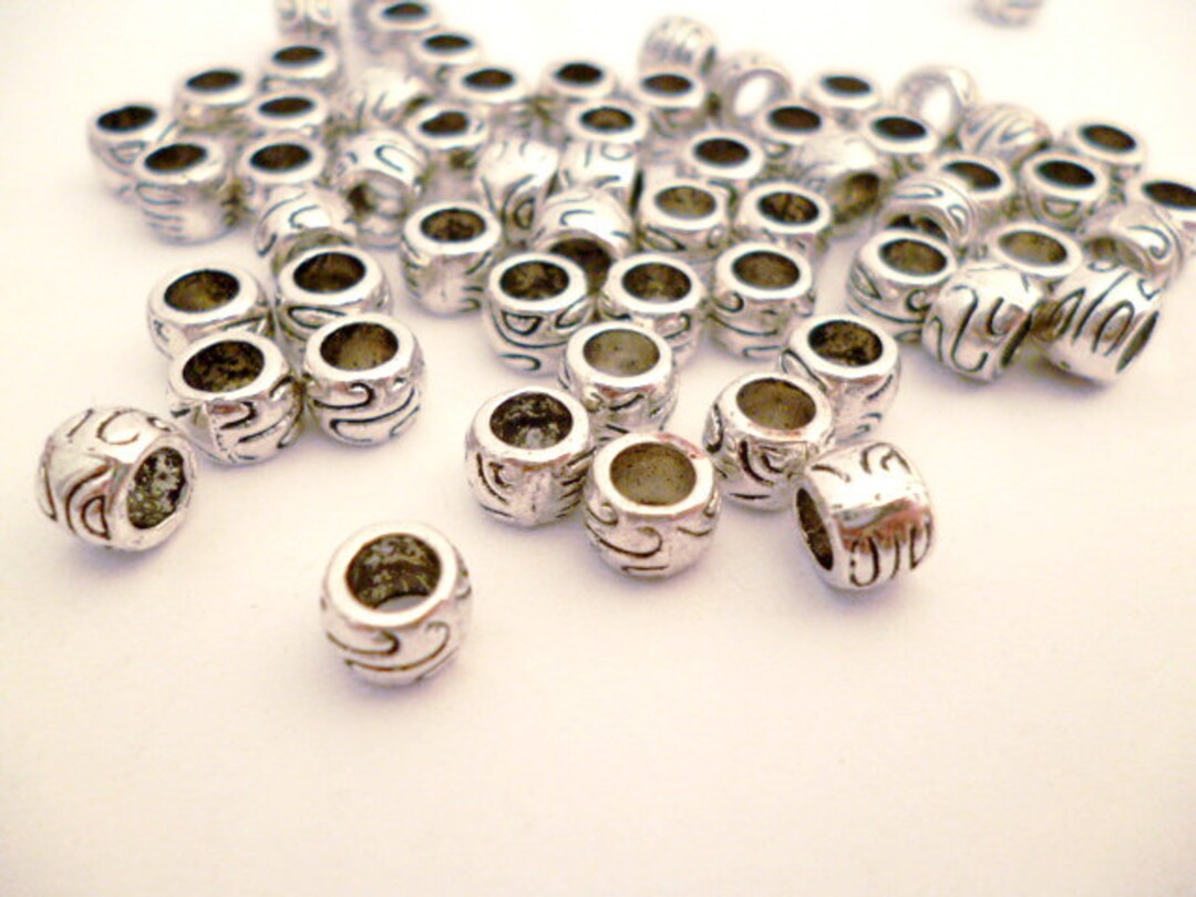 Silver Plated Metal Beads_pa765461400bp_large Hole Metal - Etsy