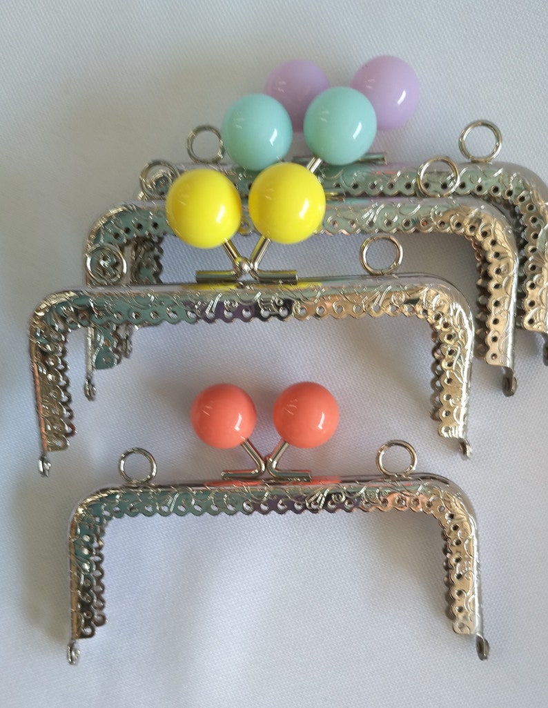 Square Silver tone Metal purse frame_ PP45578/167_ BAGS / PURSES Making_ colorful balls bronze purse of 12 cm / 4.72_ pack _ 1 pcs image 3