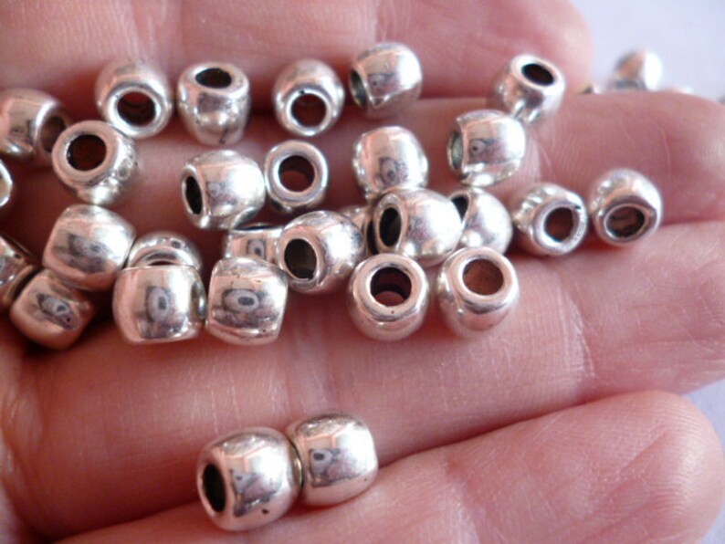 Solid Silver tone Metal Beads_R08840236B/G_Large Hole beads _ metal spacer_of 5x5 mm_ hole 2,5 mm 40 pcs image 1