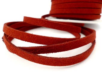 5 mm Reddish Brown Faux Suede Cord _PP665/8453 /25_CORDS _RBwn of 5 mm x 1.5mm faux suede _ pack 1 meter / 3,28 ft