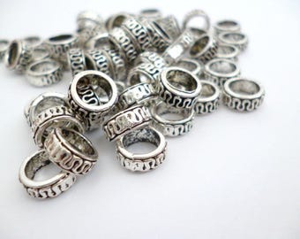 Tono plata Gran Agujero Metal Beads_PAM14130/5451222654_Silver Metal Abalorios de 4x10 mm agujero 7 mm paquete 15 uds