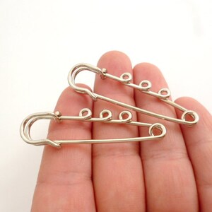 Silver Safety Pin Brooch Charm Pendants 3 loops_NOC546836872_Supplies_Pin Brooch_Silver of 65 mm/ 2,56"_pack 3 pcs