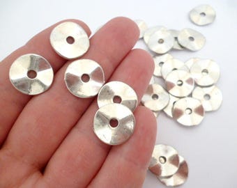 Tono plata Tono de metal beads_PM0358064/3324_Spacers_ Plata plana Discos de conexión de 1x15 mm agujero 3 mm _ pack 25 uds