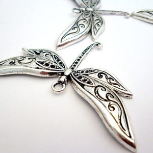 Large Silver Tone Charm Pendant_PP01546540087/58_Large Charms_Silver Dragonfly of 40x80 mm pack 2 pcs image 3