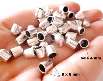 Silver Shiny End Cap Without Loop_R9874654654BP_End_Metal Beads_Without loop_Of 8x6 mm hole 4 mm_pack 50 pcs