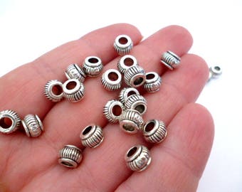 Solid Silver Tone Metal Beads_AM0077328864_ROMA Silver Spacer of 5x7 mm hole 3 mm _ pack 30 pcs