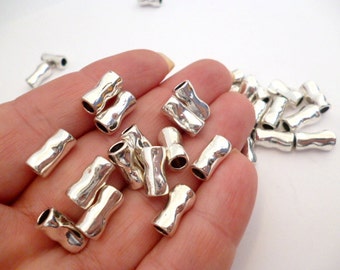 Shiny Silver Tube Metal Beads_ CP6876540035128_Silver Tube large hole of 11x5 mm_ hole 3.5 mm_ pack 20 pcs