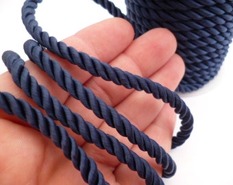 5 mm Navy Blue Braided Silk Cord_PP01244557423/564_Navy blue BRAIDED Cord_of 5 mm_ pack 6 meters / 6.56Y