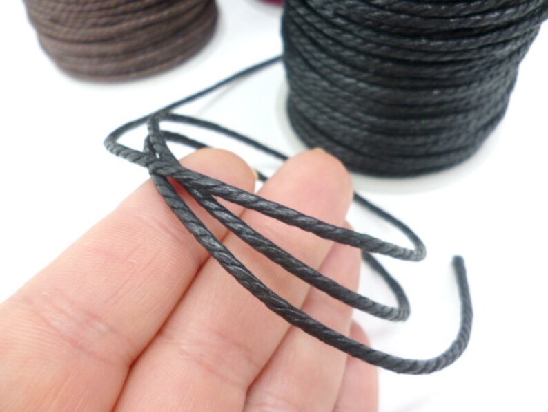 Black Waxed Cotton Cord_pp0521473625/b_ Waxed Braided Rope Etsy