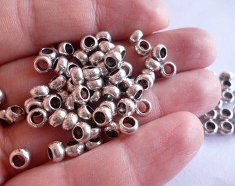 4x2.5 mm 100 pcs hole 2.5 mm Shiny Silver Metal Beads_PAM0883244027/BG_Silver Metal Beads_spacer 2.5mm hole