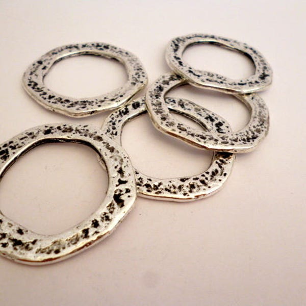Large Solid Silver Tone Ring Connector_NAC645228664/215_Charms_ Large Silver Ring of 40 mm / 1,5"_ pack 3 pcs