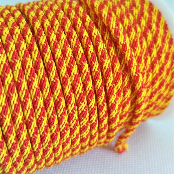 Yellow and Red braided rope of 3 mm _ PP846512.22147_ Diy rope cord round colorful of 3 mm _ pack 18 meters / 19.68 Y