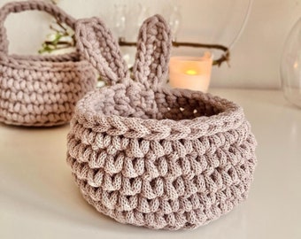 Crochet pattern "Easter basket with bunny ears" Crochet basket Crochet Easter bunny Bobbiny german&english