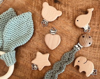 Pacifier strap 100% merino wool crocheted baby gift