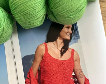 Limited Edition Knitting Kit Summer Top – Summer Cashmere in Green | incl. Lana Grossa Crochet Pattern Booklet No. 8 | only 1 per size