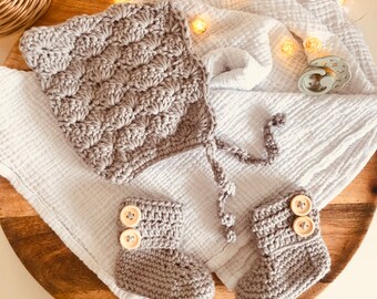 Set Boots+Elf Hat Crocheted Baby Hat Baby Cap