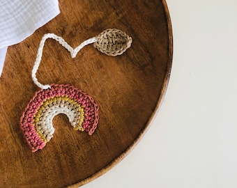 Umbilical cord ribbon rainbow “earth tones” umbilical cord band umbilical cord tie umbilical cord organic cotton Ökotex