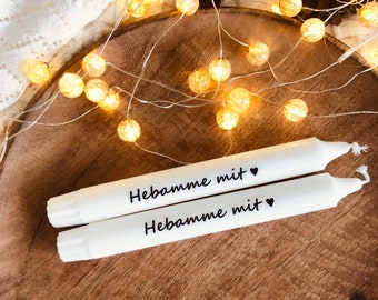 Midwife with heart - stick candles - candles - candle decoration - candles with lettering - labeled candles - gift