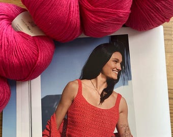 Limited Edition Knitting Kit Summer Top – Summer Cashmere in Pink | incl. Lana Grossa Crochet Pattern Booklet No. 8 | only 1 per size
