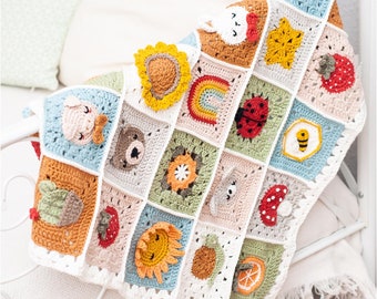 Crochet set baby blanket “United Cotton” including instructions KatiaYarn Cotton Summer Explorer