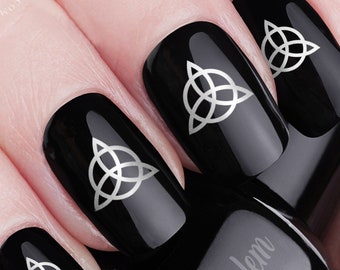 TRIQUETRA Nail Decals | 37 SILVER Waterslide Nail Art | Mind Body Spirt, Supernatural, Trinity, Celtic Knot, Druid, Wiccan, Ancient Symbols