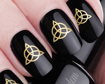 TRIQUETRA Nail Decals | 37 GOLD Waterslide Nail Art | Mind Body Spirt, Supernatural, Trinity, Celtic Knot, Druid, Wiccan, Ancient Symbols