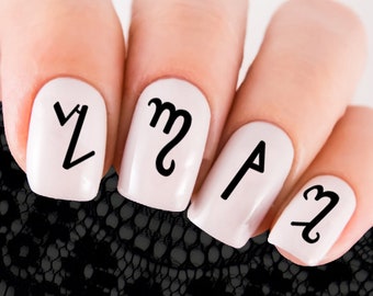 Witch's Runes Nail Decals | THEBAN Script Witches Alphabet | MEGAPACK 139 Mixed Letters | WICCAN Divination Spellcraft, WaterSlide Transfers