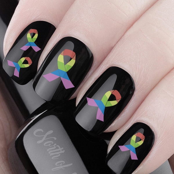 RAINBOW RIBBON Waterslide Decal Nail Art - LGBTQ Pride Flag - Not Stickers or Vinyl |