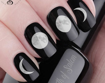 MOON Nail Decals | Moon Phases Waterslide Nail Art | Realistic Crescent Moons | Moon Child | La Luna | Triple Moon | Witchy Nails Transfers