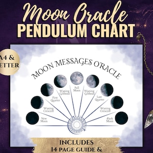 Moon Phase Pendulum Board Dowsing Chart + Oracle Guide | Lunar Ritual Divination Printable (Digital Download)