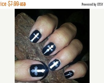 cross nail decal etsy