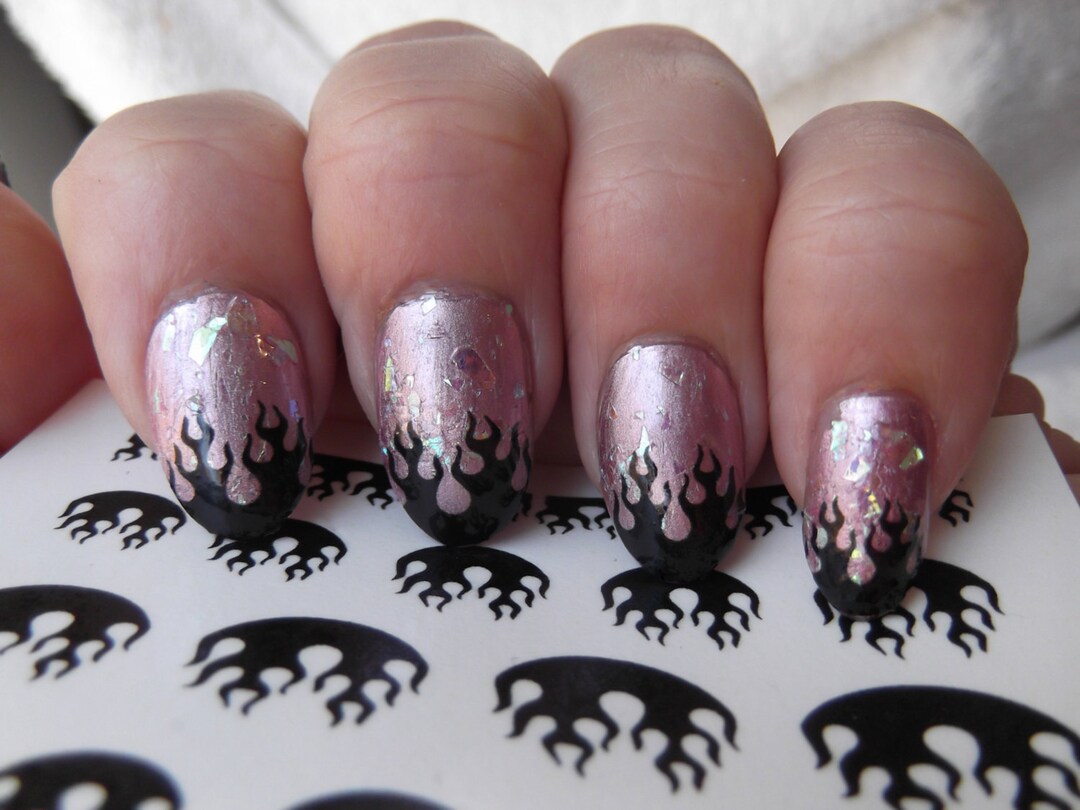 Flames Nail Decals Waterslide