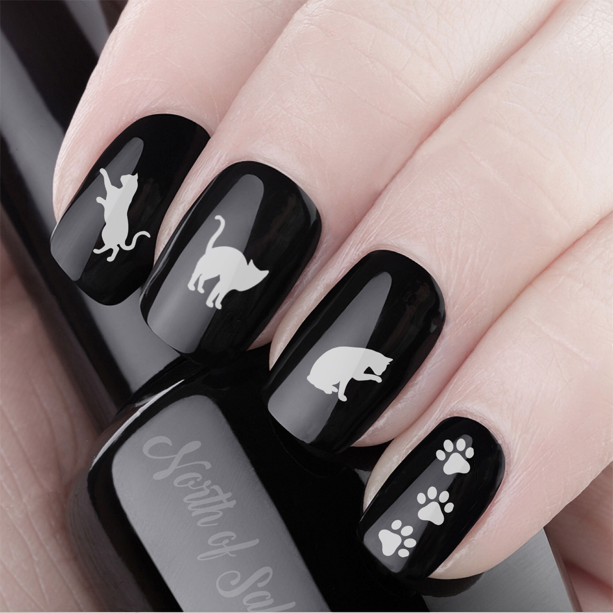 CakesInc.Nails - V L Black Negative Space 'NAIL DECALS, ♡ NAIL DECALS ♡