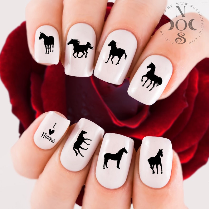 Black Horse Nail Decals. Waterslide Horses and I love horses.