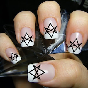 36 UNICURSAL HEXAGRAMS Nail Art (hxb) SUPERNATURAL Aleister Crowley tarot tree of life kabbalah holly cross Waterslide Transfers