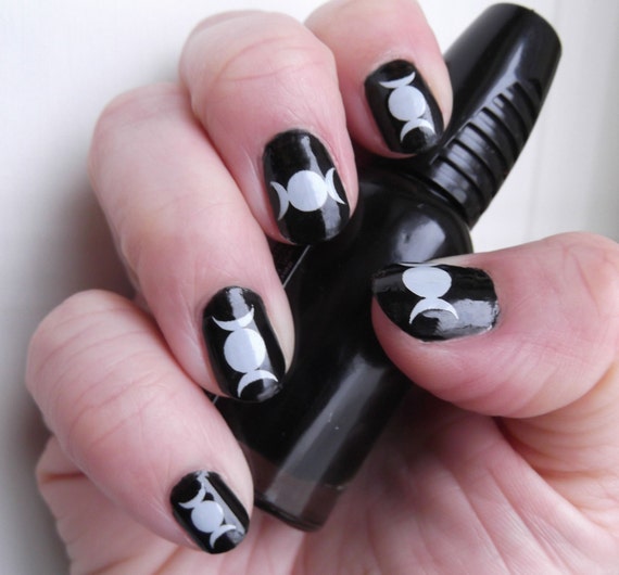 Triple Moons Nail Decals Wiccan Nail Art Moon Nails Maiden Etsy