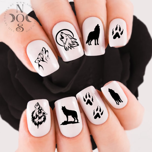 Wolf Nail Decals | Wolves Nail Art | Wolf Tracks Paw | Wolf Collector | Wolves Howling at the Moon | Spirit Animal Familiar | Water Transfer