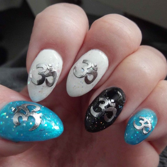 Om Nail Decal Symbols Yoga Gift Nail Art Ohm Gold Or Etsy