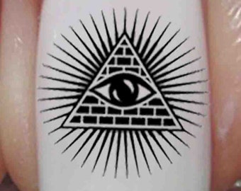 EYE of PROVIDENCE Nail Decal | 39 Black Waterslide Nail Art | Esoteric, Pyramid, All Seeing Eye, Illuminati, Occult, Dollar Bill, Conspiracy